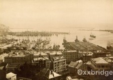PORT OF GENOA Alfredo Noack ALBUMEN PHOTO Wooden Ships Italy Genova Italia 1880 picture