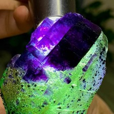66G Rare transparent green purple cubic Zhejiang fluorite mineral sample picture
