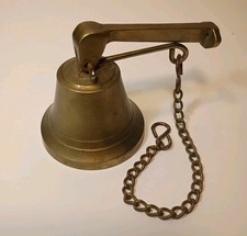 🔥Vintage Solid Brass Hanging Dinner Bell / Nautical With Chain🔥 picture