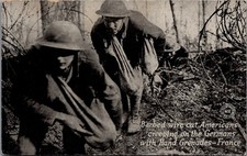 WWI American Soldiers Hand Grenades Barbed Wire France Chicago Daily News PC picture