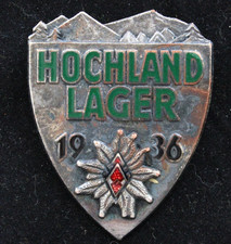 24)	German World War II 1936 Silver H Youth HJ HOCHLAND LAGER Alpine Badge picture