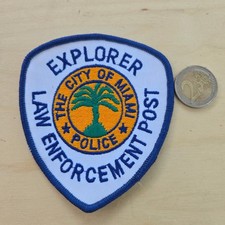 VTG City Of Miami Police Explorer Law Enforcement Post Patch Blue White Florida picture