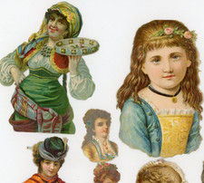1870s-80s Die-Cuts Victorian Scrap Lot Lovely Ladies Girls Fab H36 picture