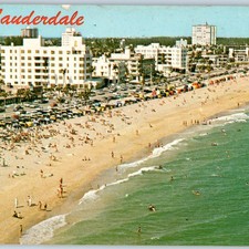 c1960s Ft Lauderdale FL Beach Hotels Las Olas Blvd Aerial Chrome Oversized PC 8P picture