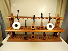 Decatur Industries Solid Walnut 24 Pipe Stand 2 Tiers non-Staggered 80s USA Made picture