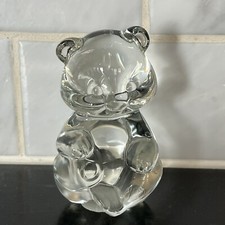 Signed Fenton Clear Art Glass Bear Figurine 3 1/2
