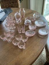 Mosser Glass The Jennifer Pink  Miniatures 42 Piece Set Cambridge Ohio Huge Lot picture