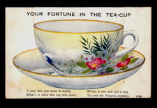 Rare ~Your Fortune in a Teacup~Pull-Out Fortunes~Antique~Novelty postcard~s586 picture