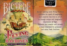 Bicycle Red Pink Orange Flying Machine Playing Cards Deck Illustration in Flight picture