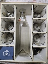 Vintage 1950s Mid Century Leerdam Glass Decanter Barware Set Never Used Holland  picture