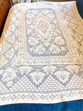VINTAGE IVORY LACE TABLECLOTH. CUT IT OR MEND IT picture