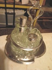 Lazy Susan Vintage Vinegar Oil Salt Pepper Shakers Condiment Holder picture