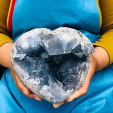 4.55LB Natural Blue Celestite Geode Quartz Crystal Mineral Specimen Healing picture