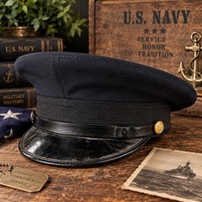 WWII Era US Navy Chief Petty Officer CPO Visor Cap Dave Margolis DC 7 1/8 picture