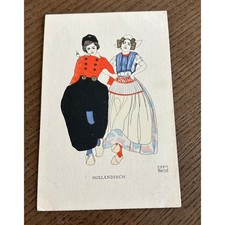 Vintage Hollandisch Dutch Folk Costume Postcard Leo Ravth GTL Printed in Germany picture