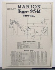 1945 Marion 93M Shovel Specifications Construction Sales Data Sheet picture