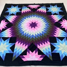 Black Texas Lone Star Handmade Cotton Queen Patchwork quilt top/topper picture
