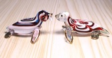 2 pcs. maroon blue Walrus figurine hand blown Glass art gild  GIFT decor - cute picture