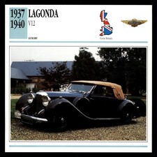 Lagonda V12 Luxury Car Postcard 1937-1940 Drophead Coupe Great Britain picture