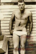1950s man pulling on his underwear tighty whities gay man's collection 5x7 picture