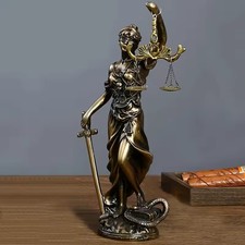 LADY JUSTICE THEMIS STATUE - BLINDFOLDED GODDESS OF LAW & ORDER ORNAMENT picture