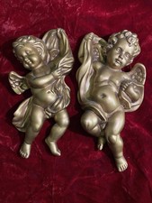 Vintage Homco #1120 Cherub Angel Wall Decor, Hard Plastic 10” X 6.5 picture