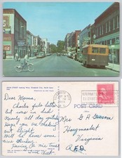 Main Street Elizabeth City NC 1955 Postcard Chrome Bus Cars Signs picture