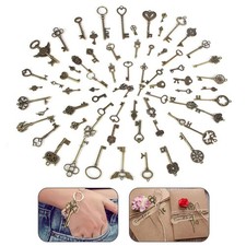 Ornate Classic-Style 69-Piece Skeleton Key Pendant Necklace Set picture
