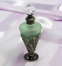 Retro Vintage Style Perfume Bottle Metal Glass with Metal Perfume Dauber - GM329 picture