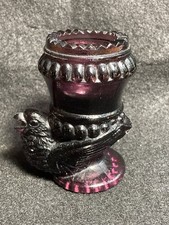 Vintage Degenhart Purple Amethyst Glass Bird Toothpick Holder picture