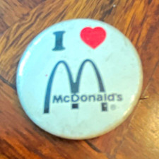 McDonald's I Love McDonald's Pinback Button Pin - White/Black/Red picture