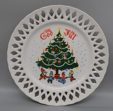 Vintage Berggren God Jul Elves Christmas Plate Pierced Norway Norwegian 9 Inch picture