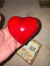 Vintage Ducceschi Italian Alabaster Red Heart Hand Carved Tuscany Italy Boxed picture