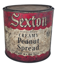 John Sexton & Co Vintage 5 lb Creamy Peanut Spread Tin Can Chicago Empty picture