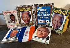 1994 South African Political Campaign Poster & Flag Lot Mandela ANC x2 NP x2 IFP picture