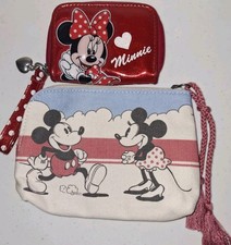 Mickey And Minnie Mouse Lot Of 2 Kids Wallet And Pouch Red And White picture