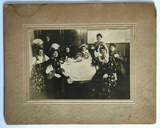 1910s High Tea Party Women Fancy Dresses Ladies Hats Americana Vintage Photo picture