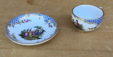 Antique Helena Wolfsohn Handpainted Porcelain Miniature Cup & Saucer, Dresden picture