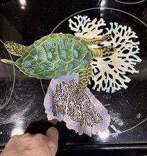 Vintage Bovano Cheshire Enameled Copper Sea Turtle & Coral Wall Art picture