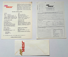 Vintage 1968 Air West Airlines Job Application Packet Memorabilia 3 Piece Lot picture