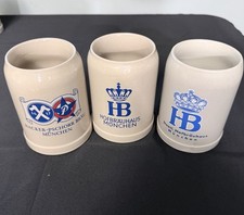 Lot of 3 German Beer Stein Mugs Hofbräuhaus Hacker-Pschorr München Ceramic picture