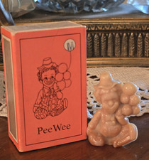 VTG PEE WEE CLOWN by Mosser GLASS - LETTER 'M' MARBLE TONES LT BROWN/IVORY picture