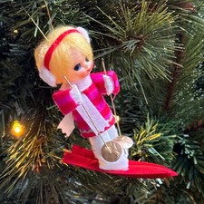 Rare 1960s Japanese Vintage Ski Racer Christmas Ornament picture