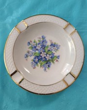 Vintage 1930s Schumann Germany Forget Me Not Porcelain Ashtray Crown Lion Dish picture