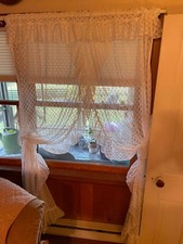 Vintage Ruffled Priscilla Curtains &Tie Back Pair All White 54x81 MAKE OFFER picture
