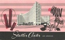 Statler Center Hotel Los Angeles CA Postcard Mid-Century Modern Art 1940s picture