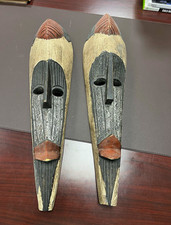 Handcrafted Ghana African Masks Pair - Handmade Cultural Decor, wooden picture