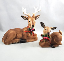 Vintage Aldon Christmas Treasures Porcelain Bisque Reindeer Buck & Fawn Figurine picture