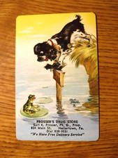 MID 1900'S VINTAGE PLAYING CARD SWAP COUPON BUTCH DOG ON NO SWIMMIMG SIGN picture