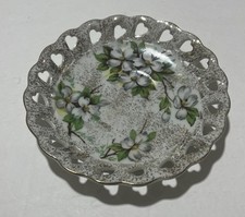 Vintage Ucagco Floral Plate With Heart Lattice Edge Made In Japan Saucer Gallery picture